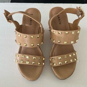 Torrid gold studded beige wedges. Like new only worn twice.